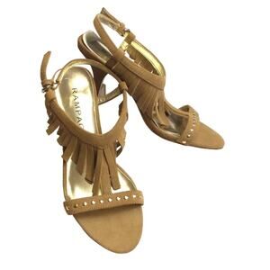 Genuine Suede Leather Fringe Studded Heels